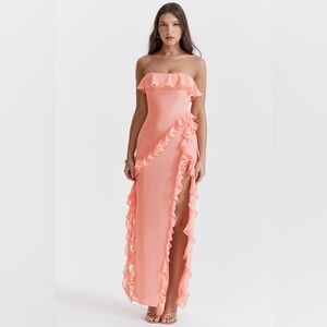 House Of CB Sarina Apricot Ruffle Maxi